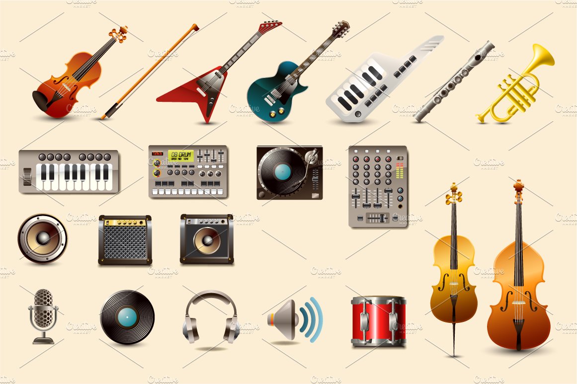 music instrument + DJ icons cover image.