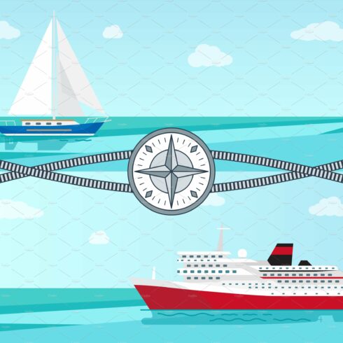 Sailboat and Ship with Ropes Vector cover image.