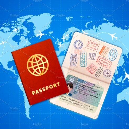 Couple passports with UE visa cover image.