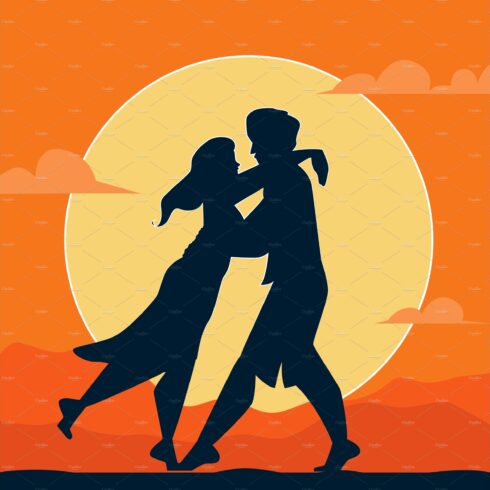 couple sunset vector cover image.