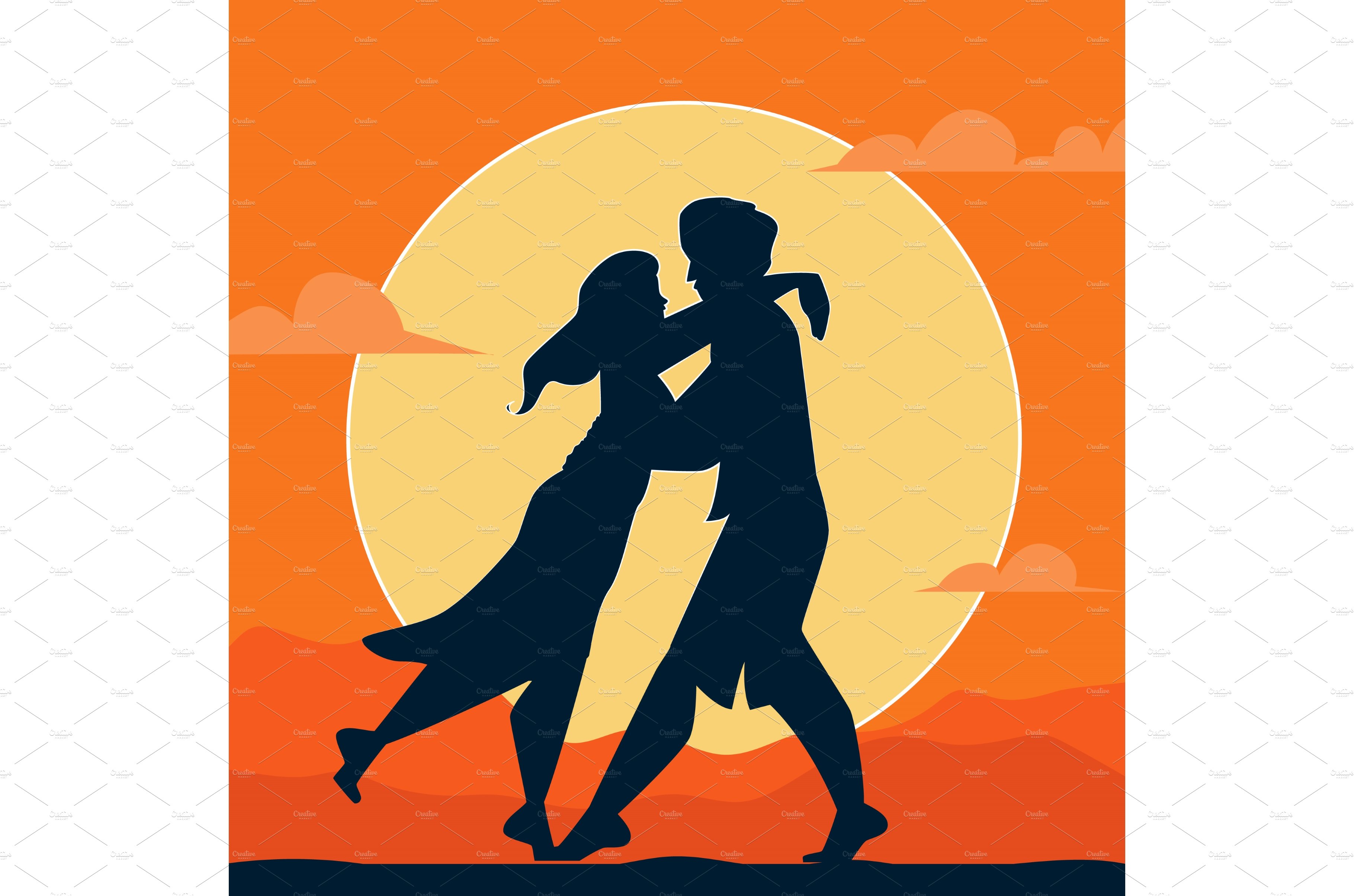 couple sunset vector cover image.