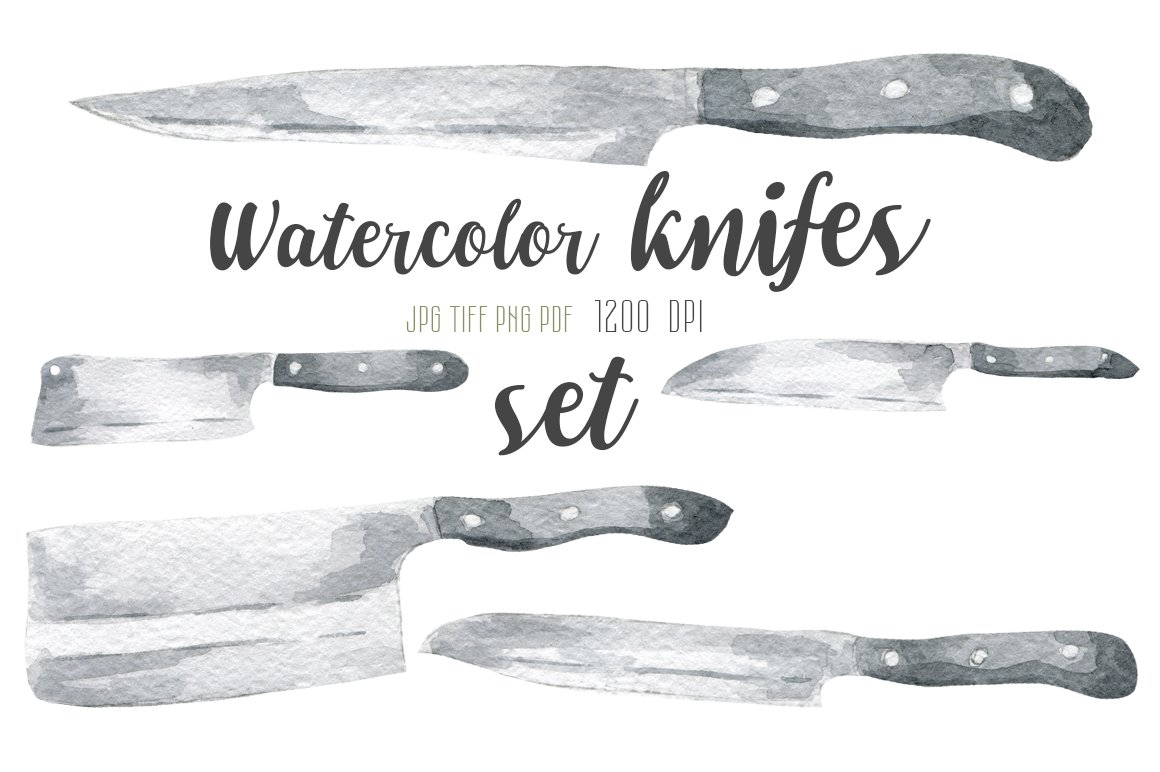 Watercolor knifes set cover image.