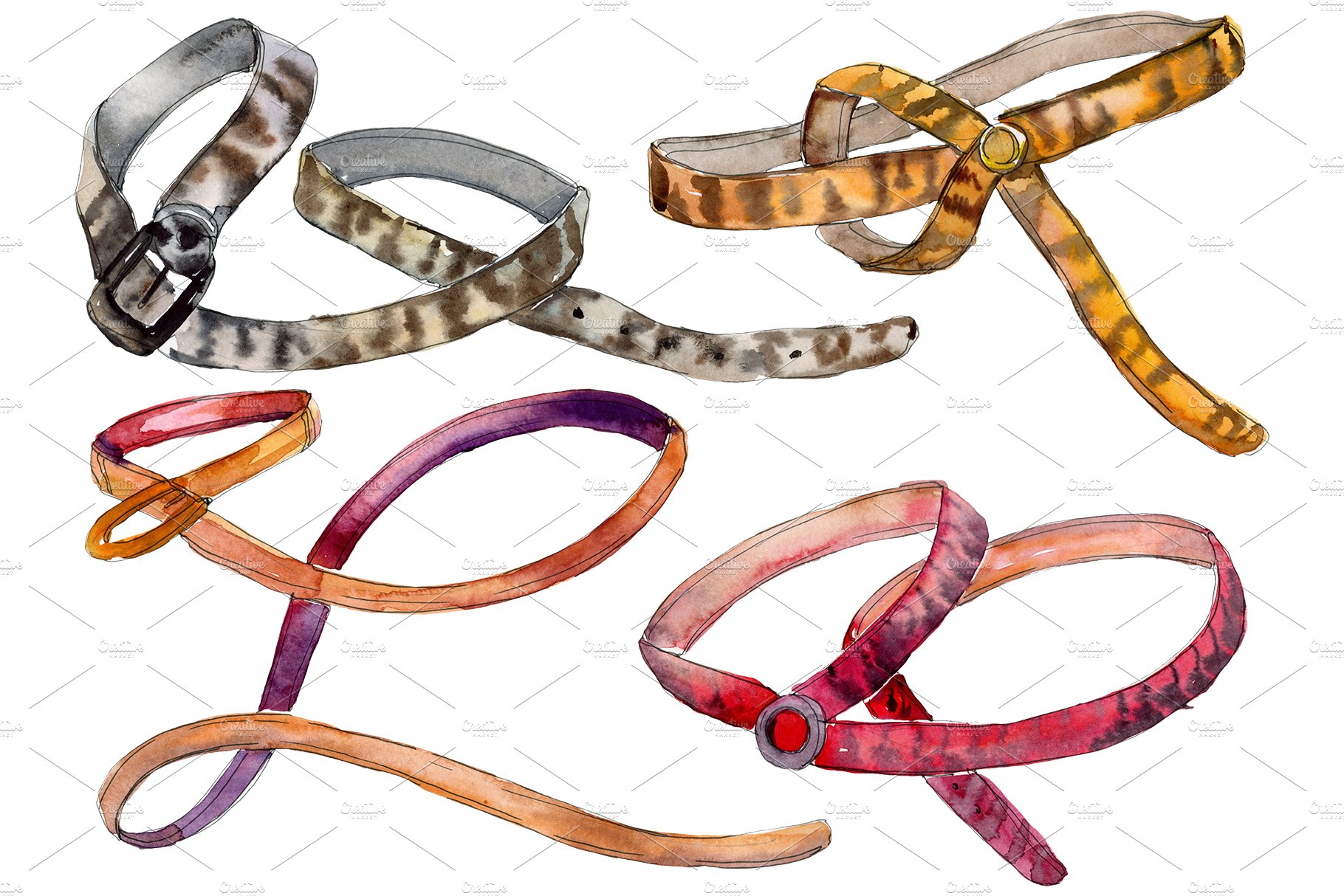 Chains, leather belts Watercolor png cover image.