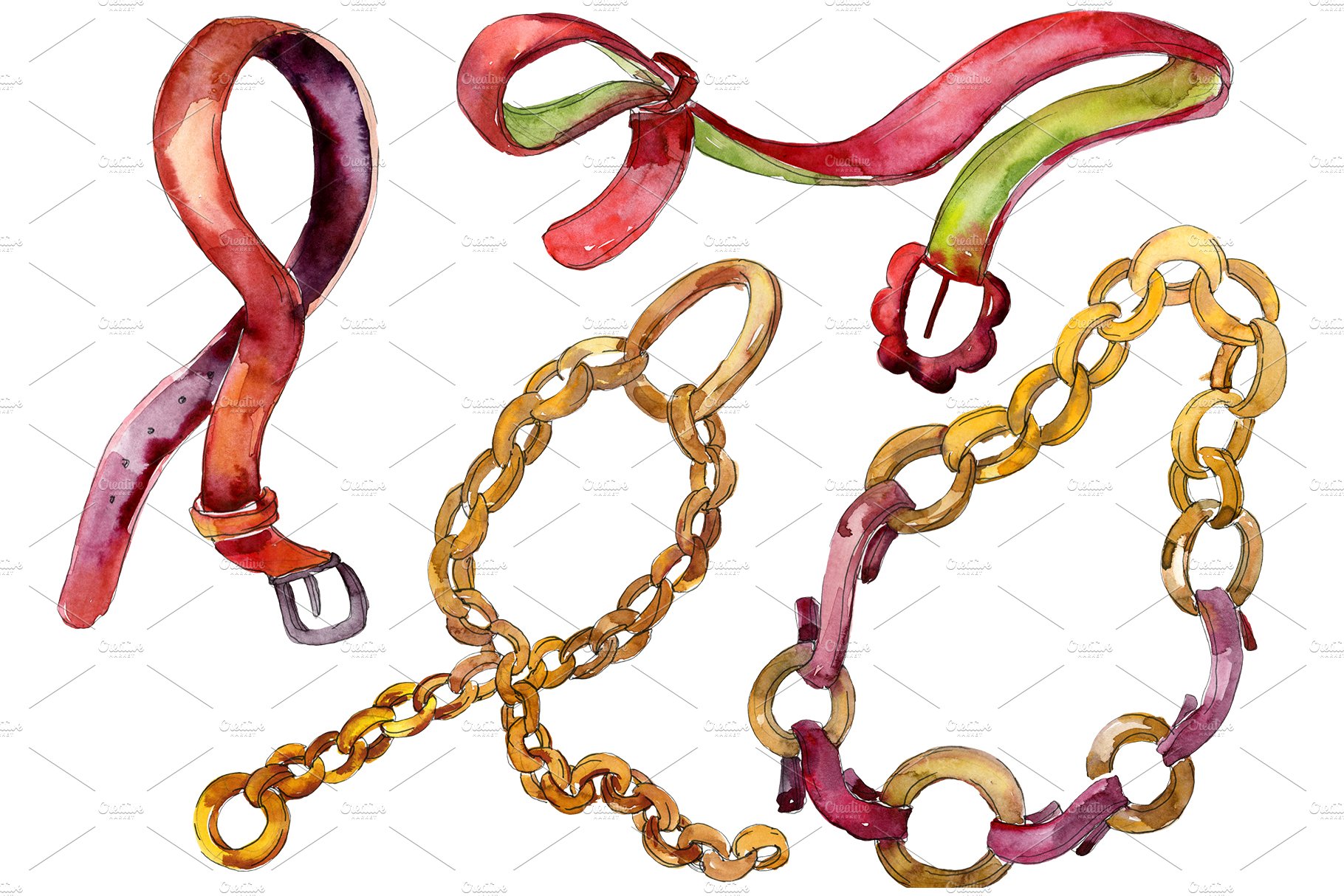 Stylish chains, leather belts cover image.