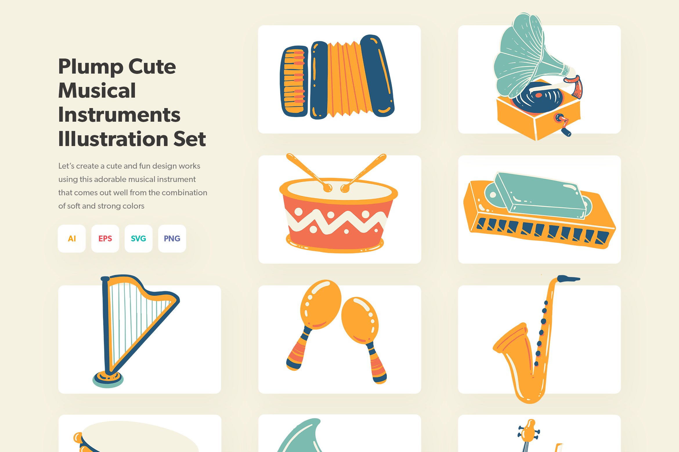 Musical Instruments Illustration Set cover image.