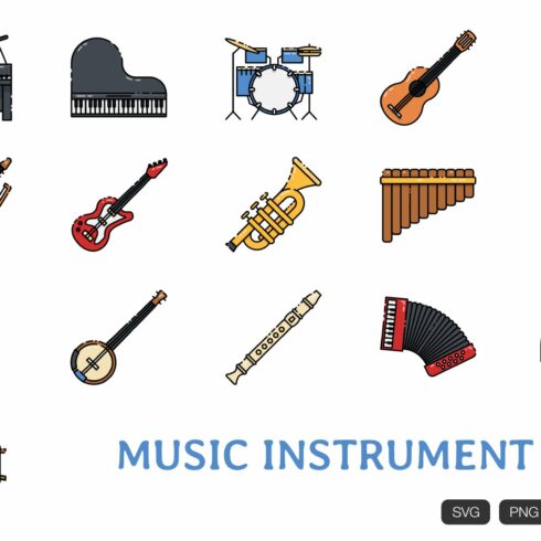 16 Music Instrument Icon Vector cover image.