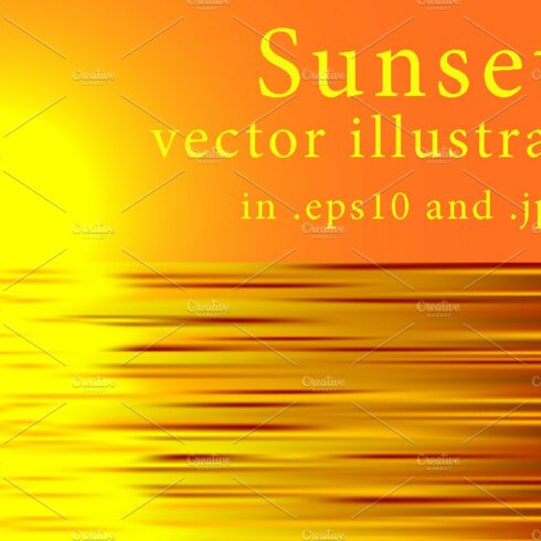 Beautiful sunset vector illustration cover image.