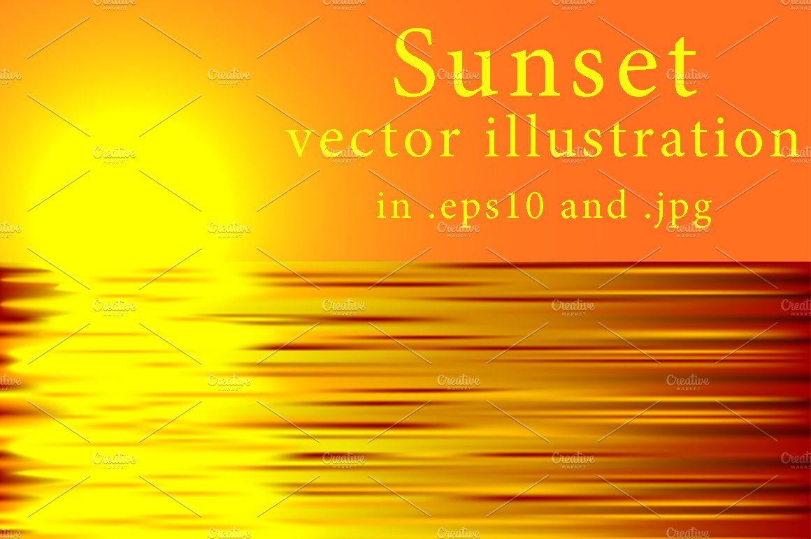 Beautiful sunset vector illustration cover image.