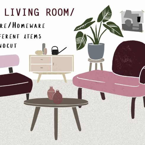In a living room - Linocut furniture cover image.