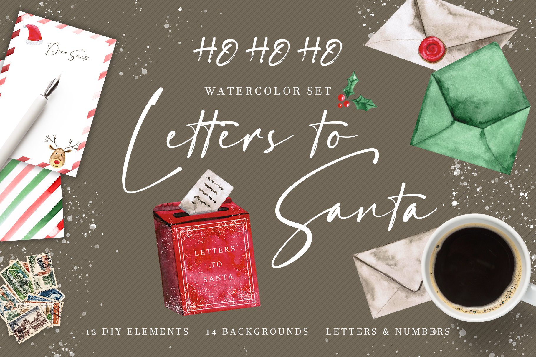 Letters to Santa - watercolor set cover image.