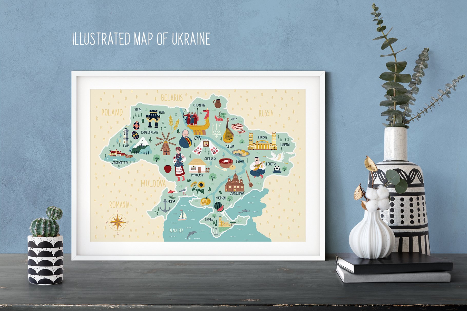 Illustrated Map of Ukraine preview image.