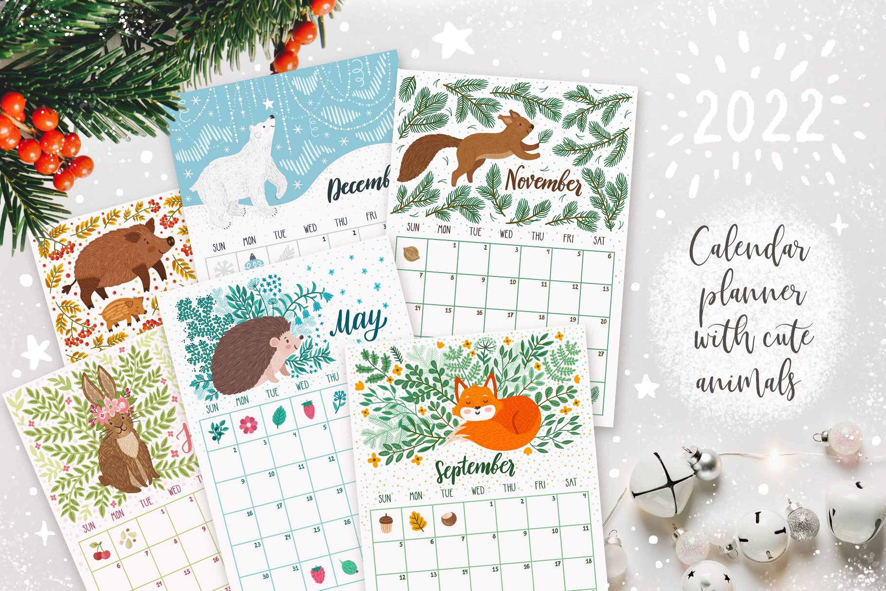 2022 calendar planner with animals cover image.