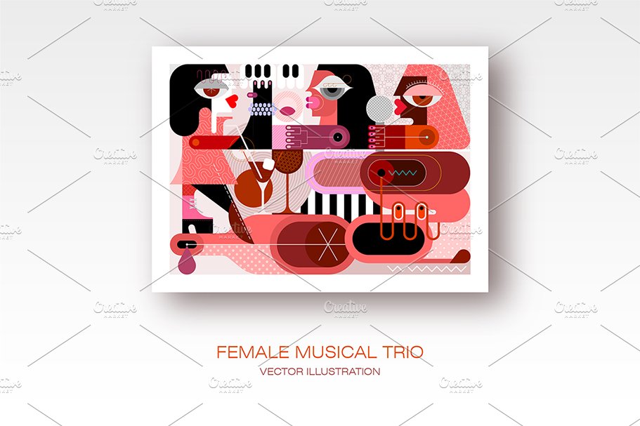 Female Musical Trio vector artwork cover image.