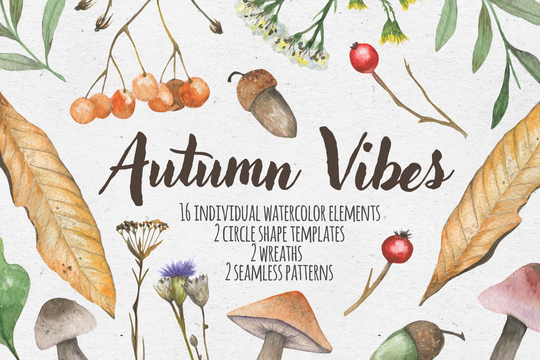 Autumn vibes. Watercolor set cover image.