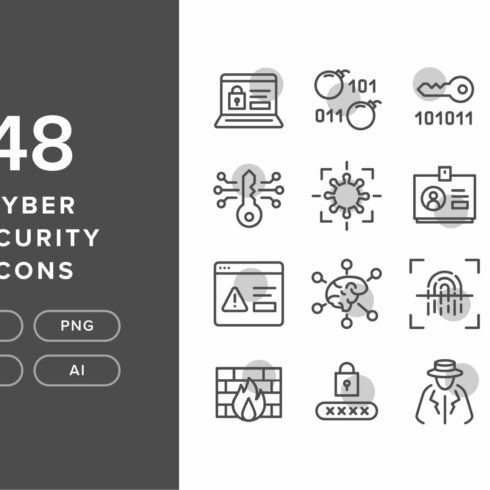 48 Cyber Security Icons cover image.