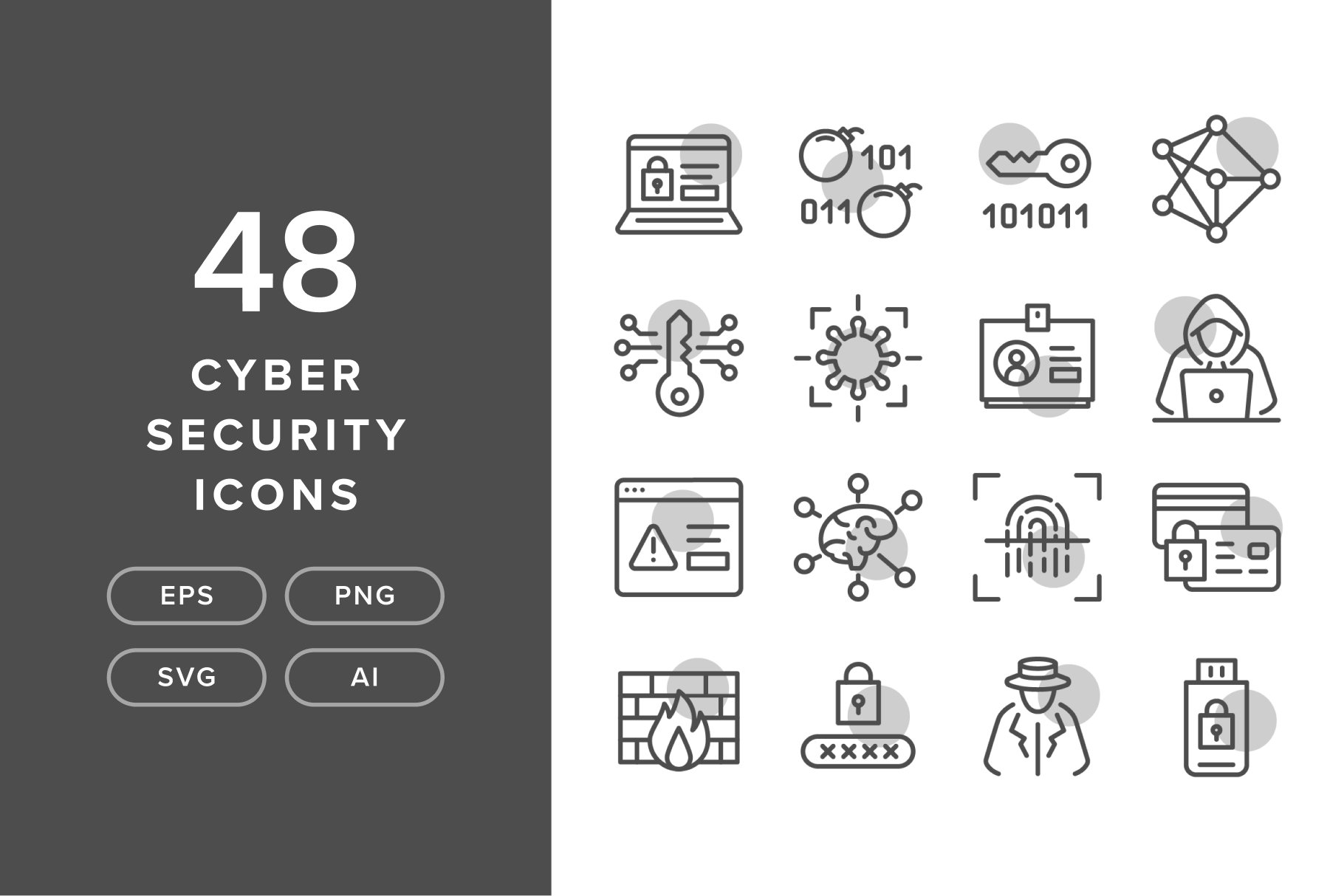 48 Cyber Security Icons cover image.
