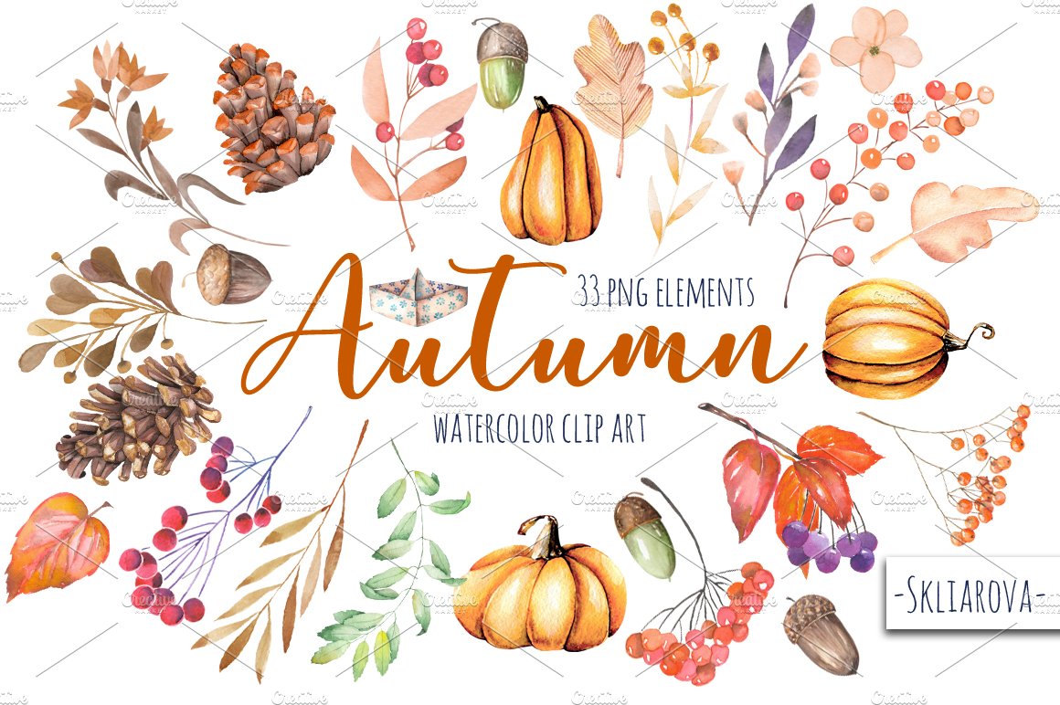 "Autumn". Floral 33 elements. cover image.