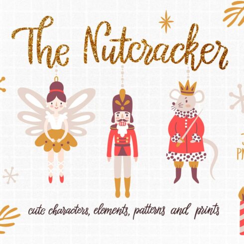 Nutcracker ballet. Magical clipart cover image.