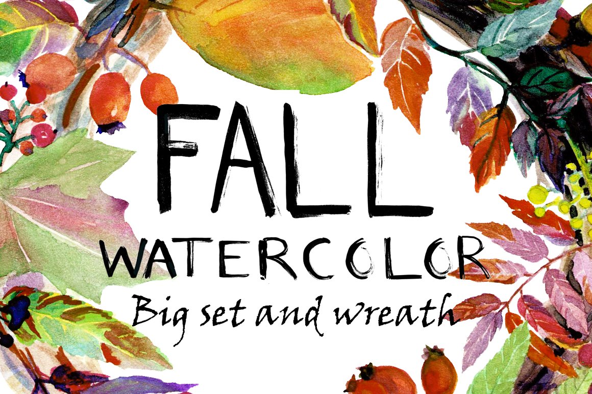 Watercolor fall leaves and wreath cover image.
