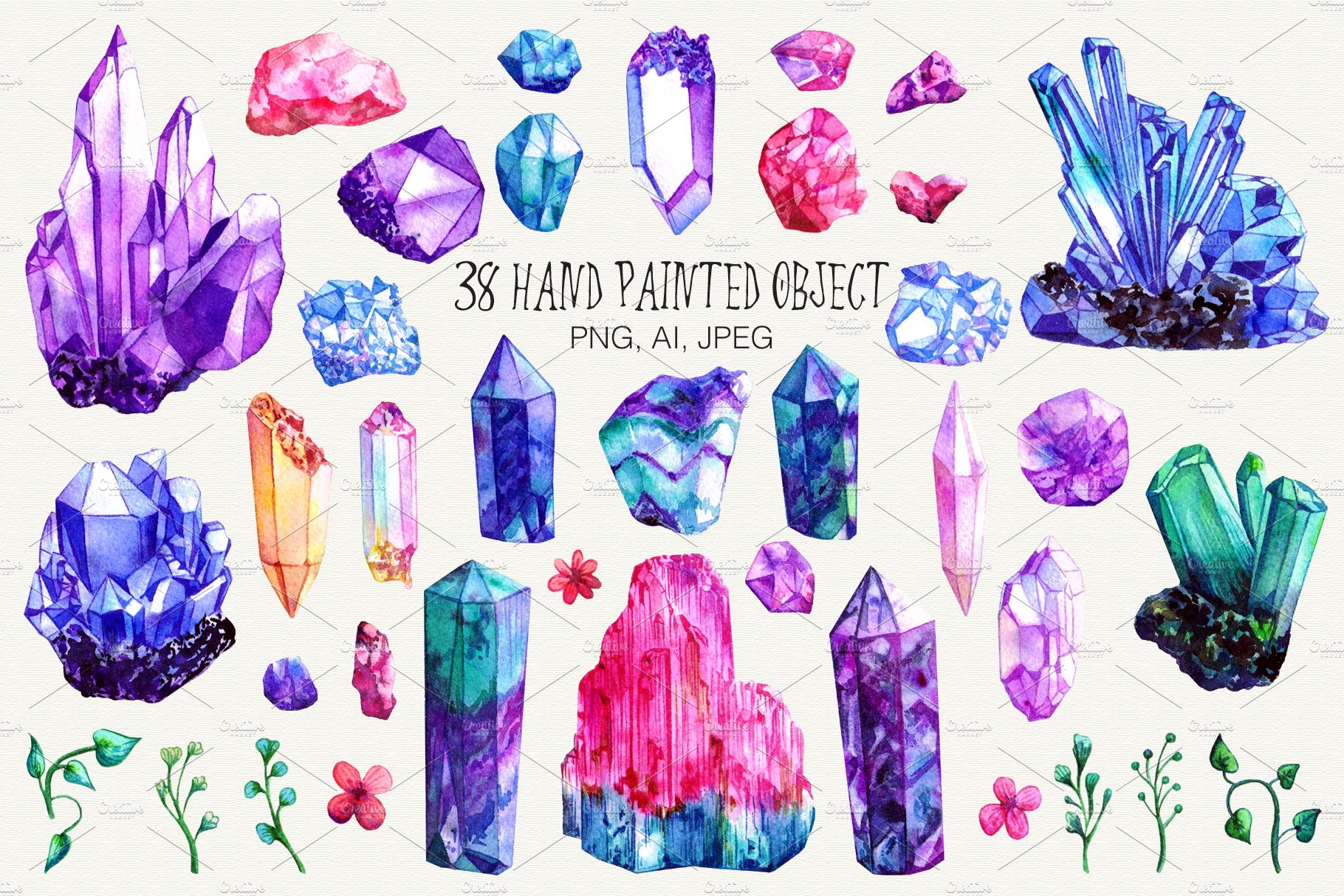 Watercolor Crystals Collection preview image.
