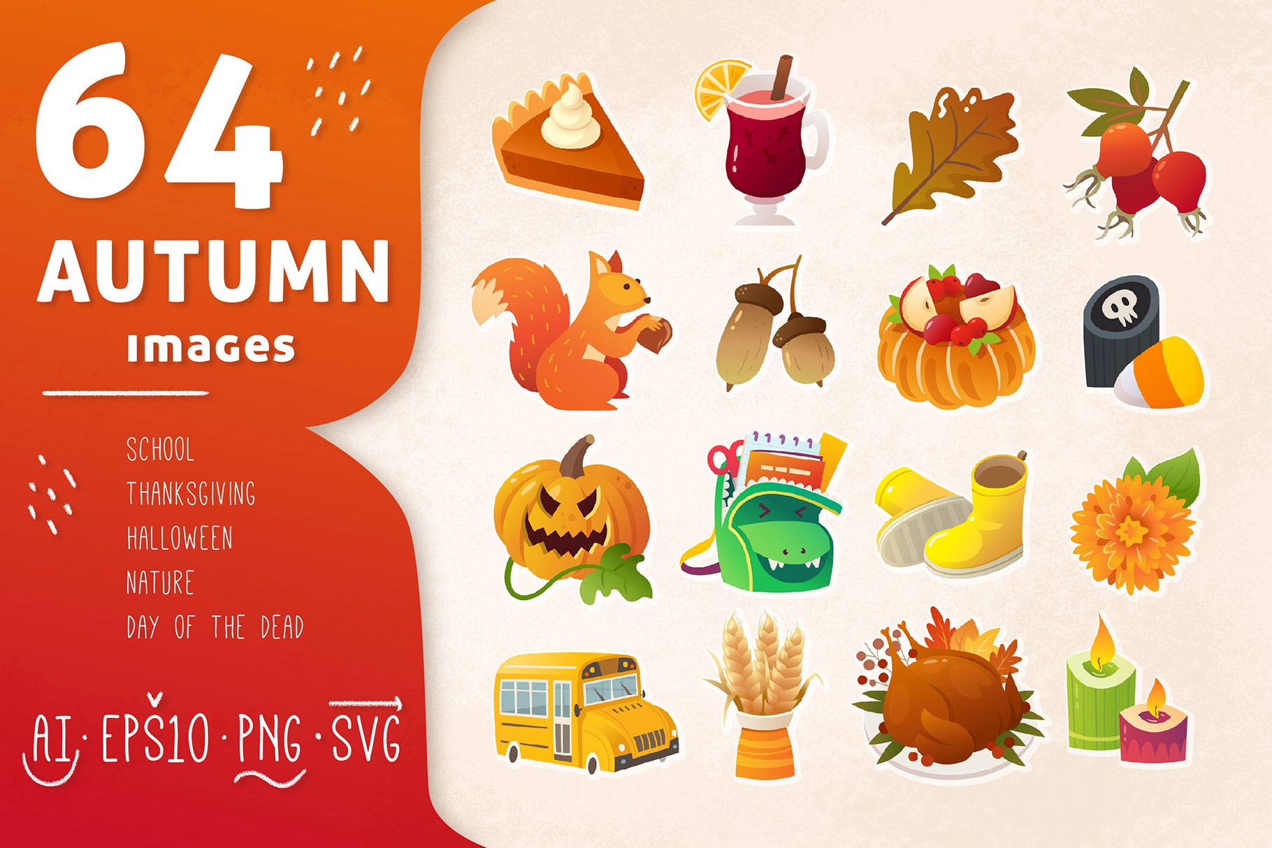 Big set of autumn icons cover image.