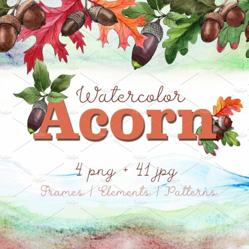 Autumn acorn leaf and plant PNG set cover image.