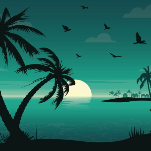 Evening Beach-Landscape Illustration cover image.