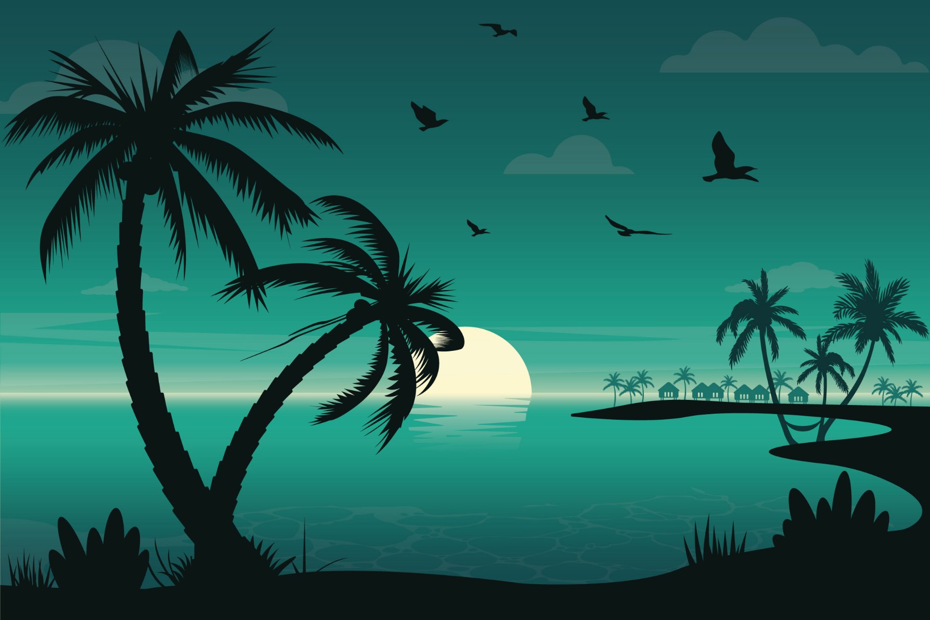 Evening Beach-Landscape Illustration cover image.