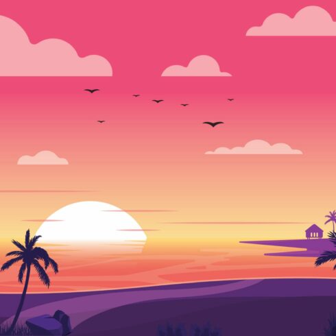 Dusk Beach - Landscape Illustration cover image.