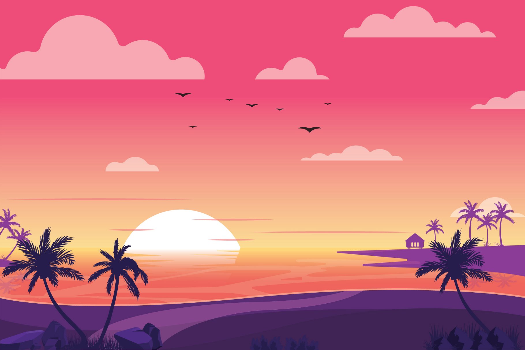 Dusk Beach - Landscape Illustration cover image.