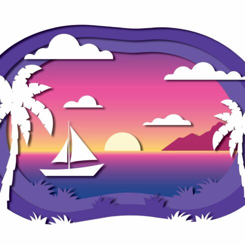 Sunset - Paper Cut Illustration cover image.