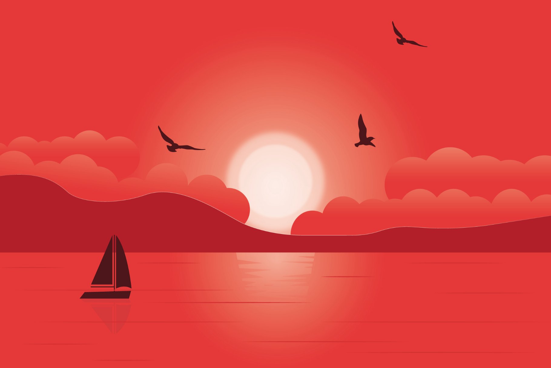 Red Sunset - Vector Illustration cover image.