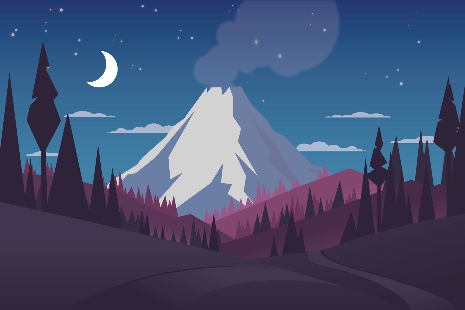 Volcano - Landscape Illustration cover image.