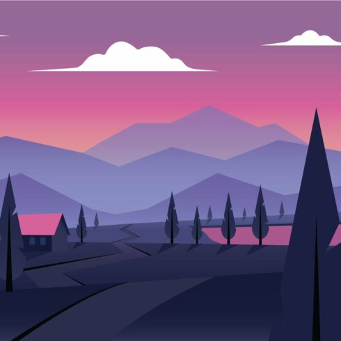 Sunset in the Mountains Illustration cover image.