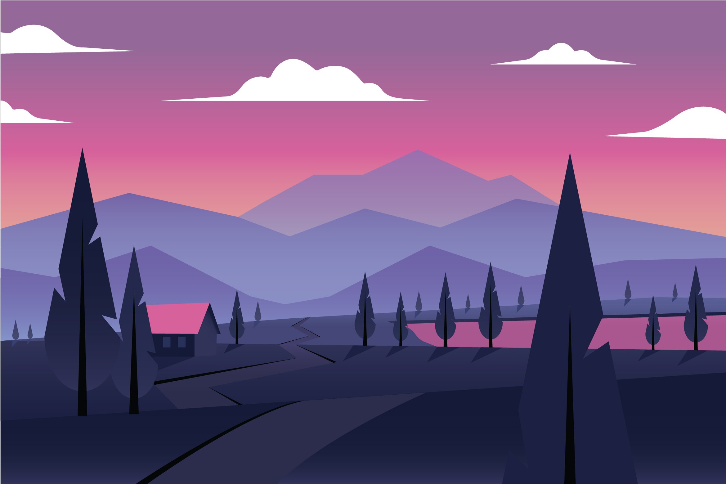 Sunset in the Mountains Illustration cover image.