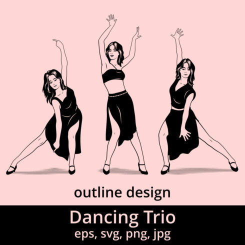 Dancing Girls Trio SVG cover image.