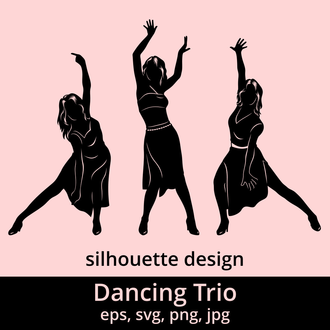 Dancing Girls Trio SVG preview image.