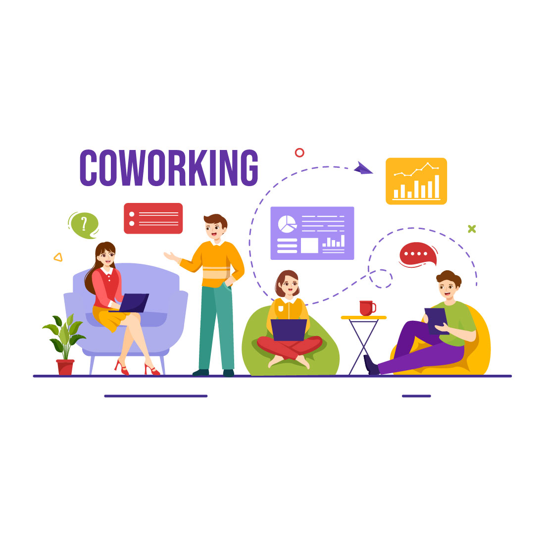 15 Coworking Business Illustration cover image.