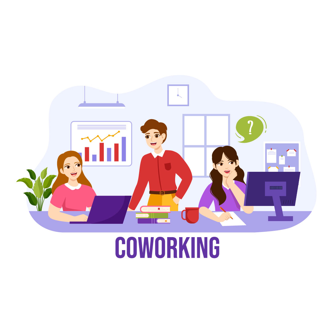 15 Coworking Business Illustration preview image.
