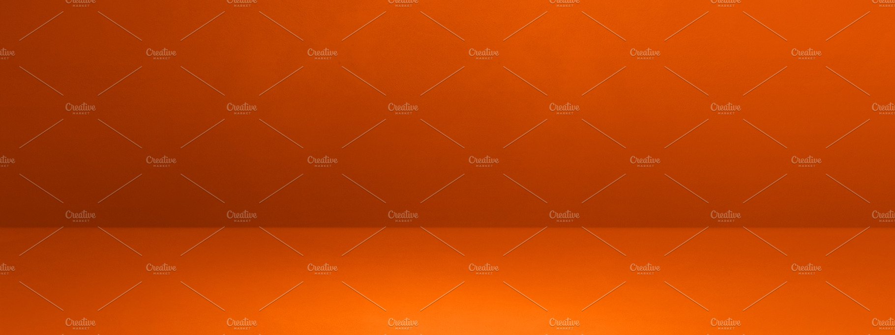 Empty orange concrete interior background banner preview image.