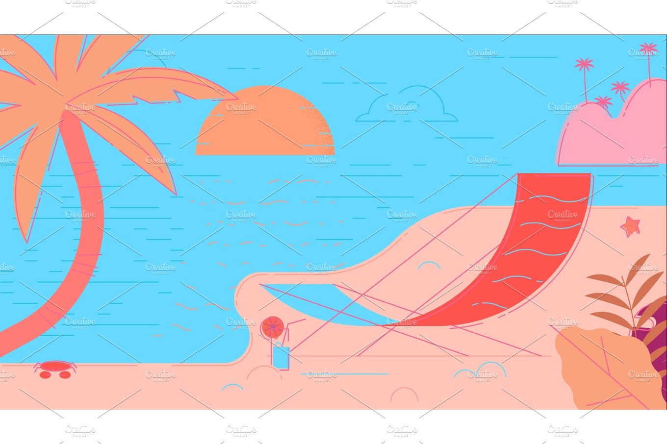 Beach Summer Vector Illustration cover image.