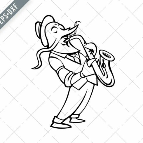 Crawfish Saxophone Player Mascot SVG cover image.
