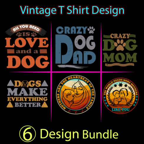 Crazy dog dad t-shirt design bundle cover image.