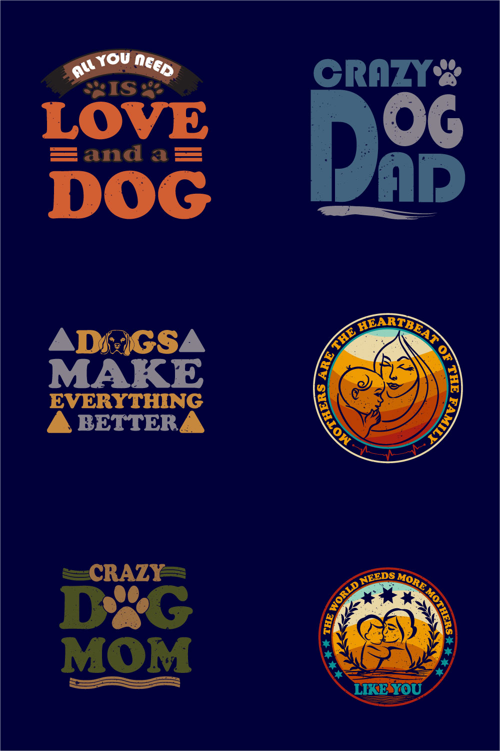 Crazy dog dad t-shirt design bundle pinterest preview image.