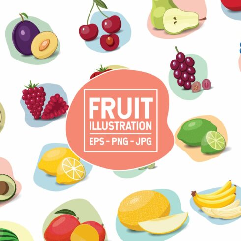 Fruit and berries illustration set. cover image.