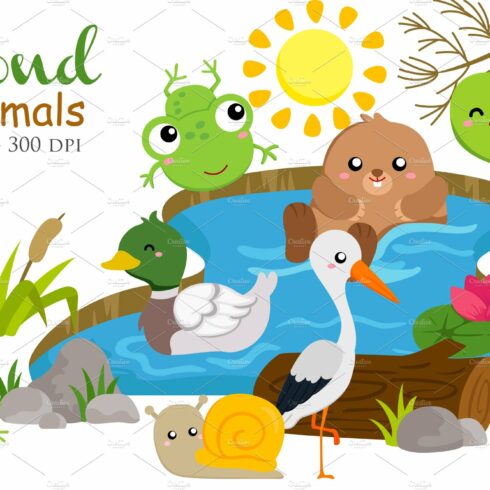 Pond Wild Animals Vector Clipart cover image.