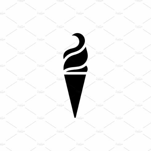 Ice cream in waffle cone icon. cover image.