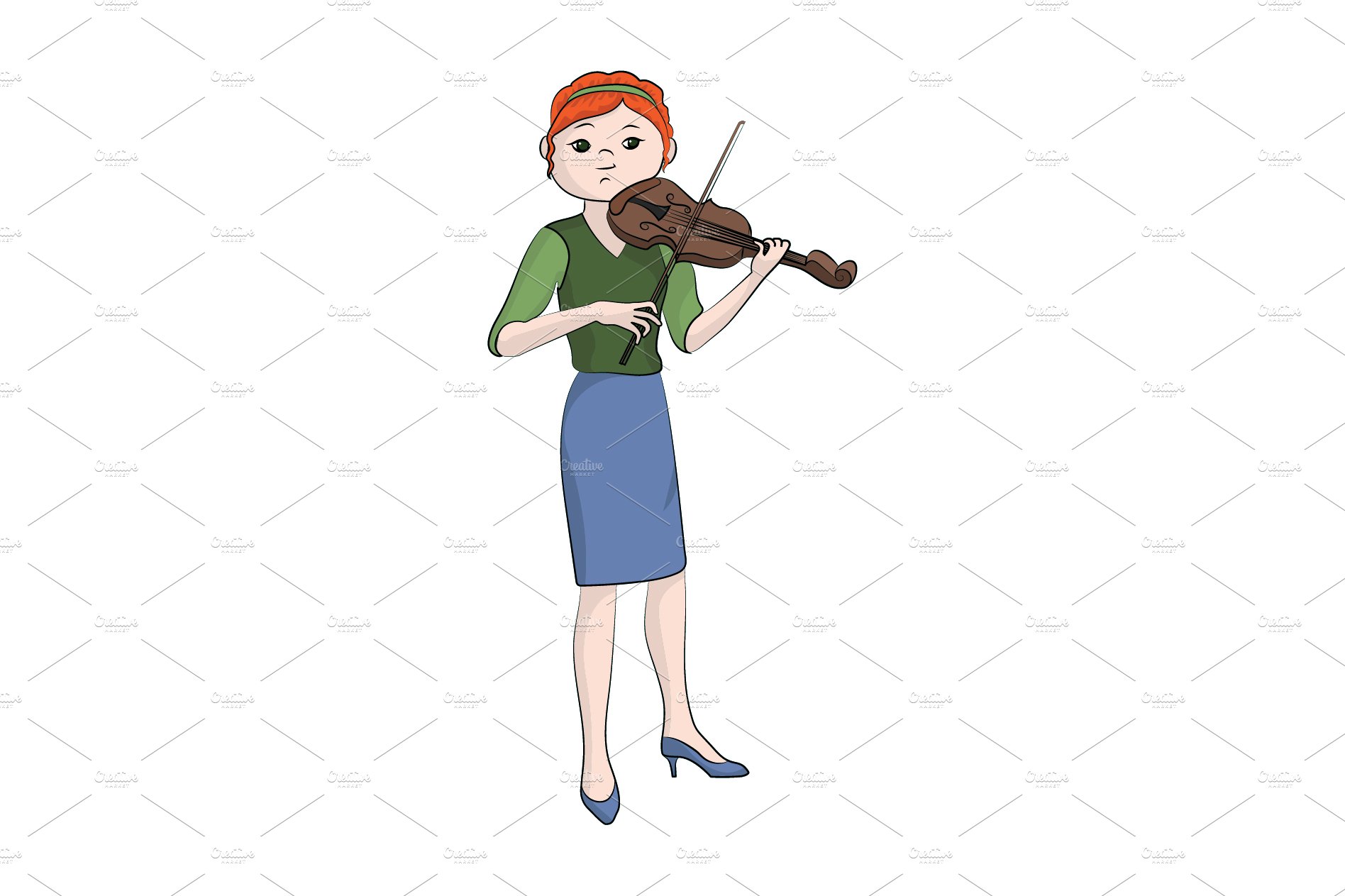 Girl (woman) plays the violin. cover image.
