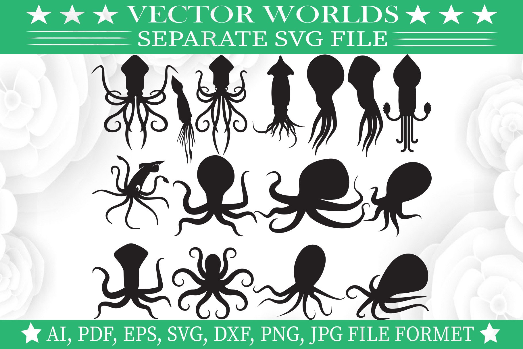 Squid  Svg, Water, Sea, Animal Svg cover image.