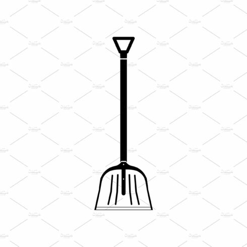snow shovel outline, line symbol. cover image.